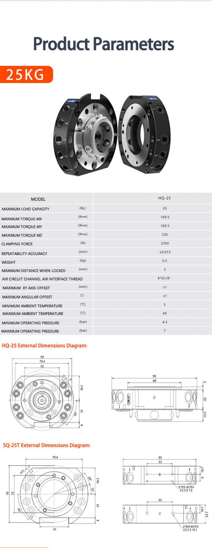 25kg Payload 2300N Robotic Tool Changing System Flexible Manufacturing ...